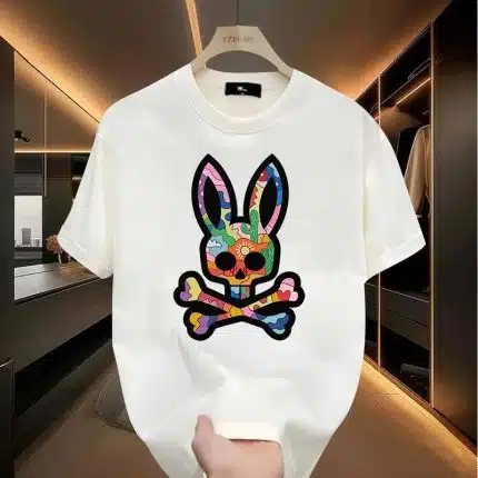 Bone Graphic T-Shirt - Rabbit Design, Hip Hop Style, Unisex Short Sleeve Crew Neck