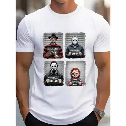 Michael Myers Printed T-Shirt - Soft, Crew Neck, Short Sleeves - All Seasons, Halloween Fashion, 90s Style, Fast Market, High Quality, Unisex