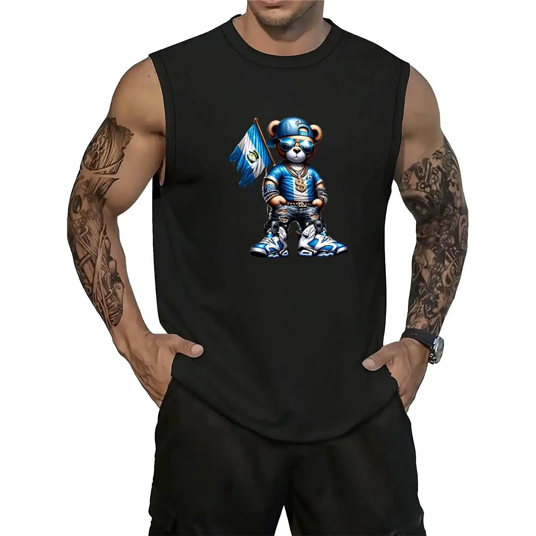 Men's Print Round Neck Tank - Regular Fit Casual Sleeveless Crew Neck for Summer