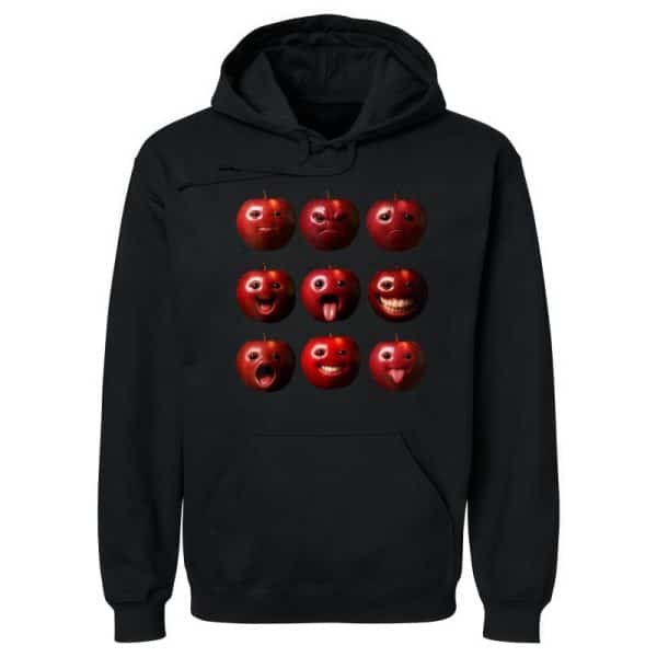 Apples are not the only fruit. American High Street Funny Apple Emoji Hoodie – Men's Spring Autumn Trendy Couple Loose Casual Graphic Top street fall outfits,streetwear,y2k clothing,2000s outfits,outfits men,kpop demon hunters merch