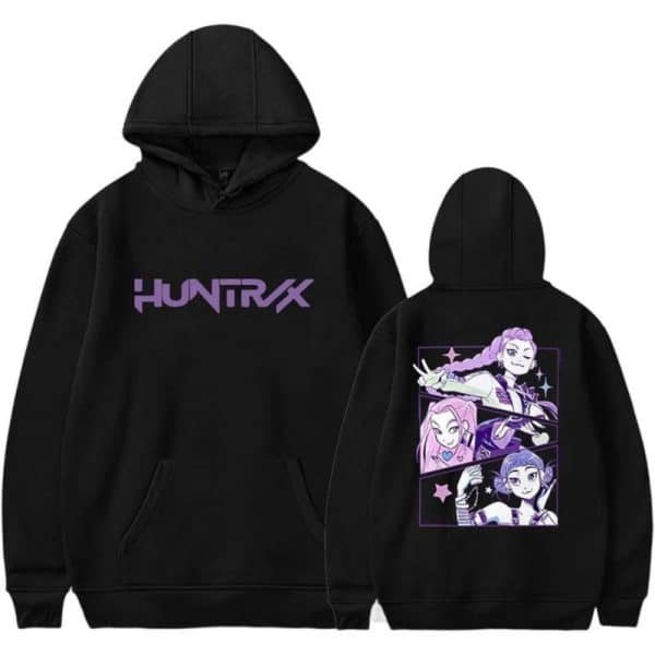 [Graphic Hoodie] KPop Demon Hunters HUNTRX Women's Casual Hoodie – Cute Pattern Print Fall Outfits Baggy Kangaroo Pullover