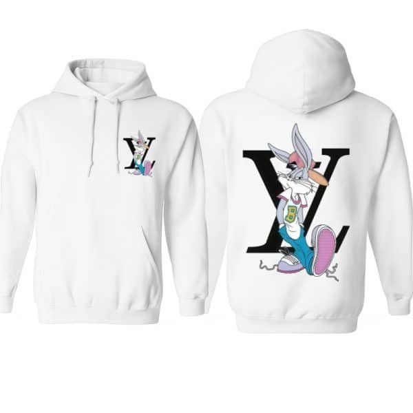 Bunny & Logo Graphic Unisex Hoodie – Soft Casual Street Style Top for All Seasons street fall outfits,streetwear,y2k clothing,2000s outfits,outfits men,kpop demon hunters merch