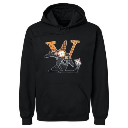 Trendy Black Hooded Sweatshirt – Vibrant Graphic, Fits Hooded Sweatshirt Styles