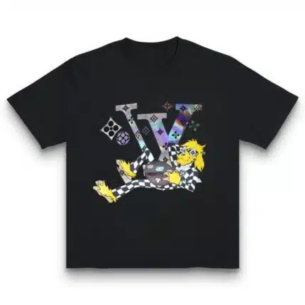 Unisex Cartoon & Letter Graphic T Shirt – 100% Cotton, Matches Fashionable Hooded Sweatshirts
